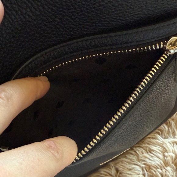 Kate Spade Lelia Zip Top Black Pebbled Leather Purse/ Crossbody LIKE NEW - Picture 8 of 16